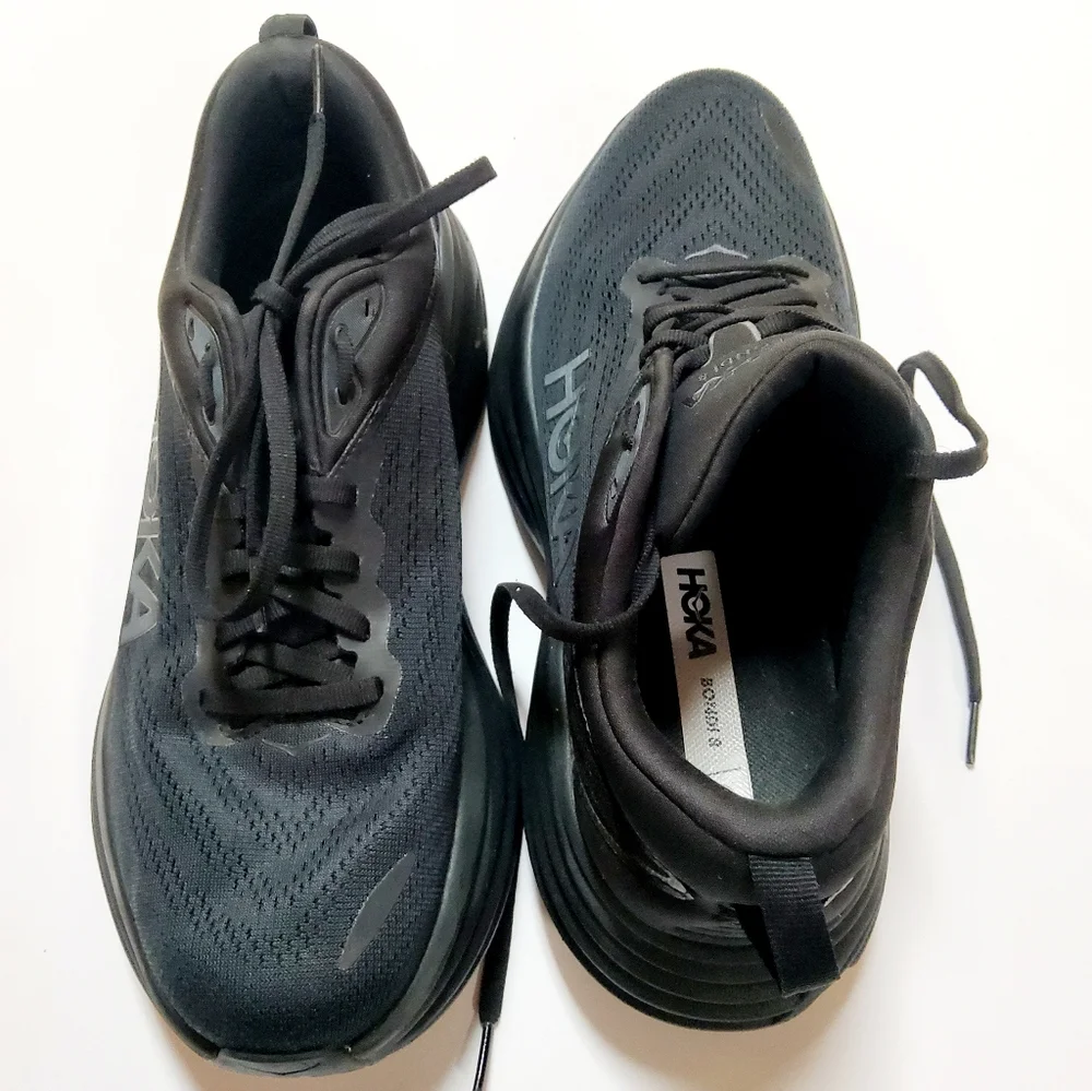 Hoka One One W Bondi 8 9.5B Black Running Shoes 1127952 BBLC - Picture 2 of 8